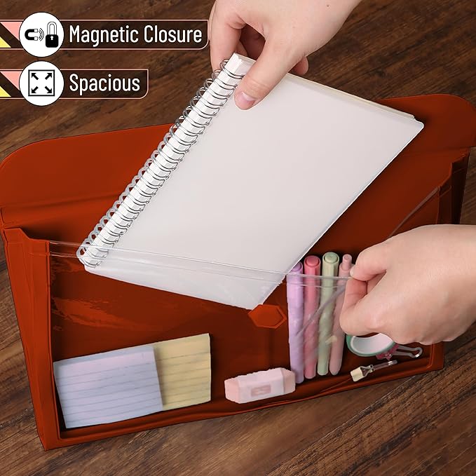 Mr. Pen Red Plastic File Folders - Letter Size, Clear, Office Document Filing Folders