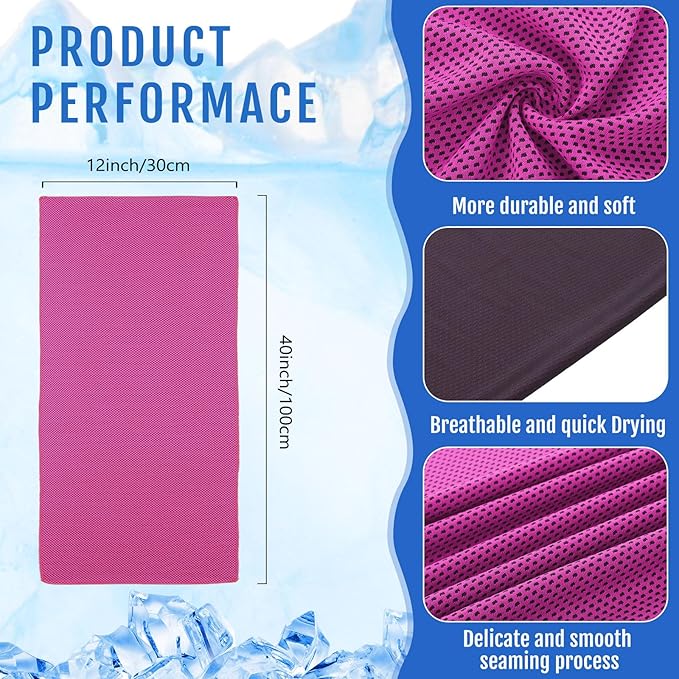 Hosuly 6 Pack Cooling Towels 40" x 12" Sport Towels, Cooling Rag for Neck and Face Ice Breathable Chilly Portable Neck Wraps for Yoga(Chic Color)