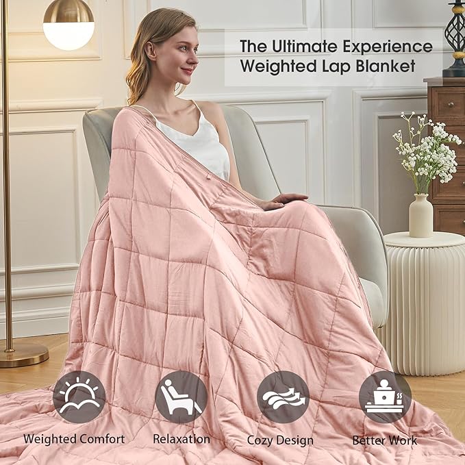 Pink Weighted Blanket for Adults 15lbs, 48"x72", Twin Full Size Cooling Heavy Throw Blanket for 140-160lbs, Microfiber Soft Thick Big Blankets Weighted Comforter Gift for Sleeping