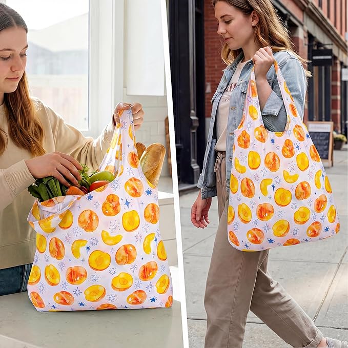 Stelle Lightweight Reusable Grocery Bag with Handles Ripstop Nylon Foldable Tote Shopping Bags for Travel and Groceries
