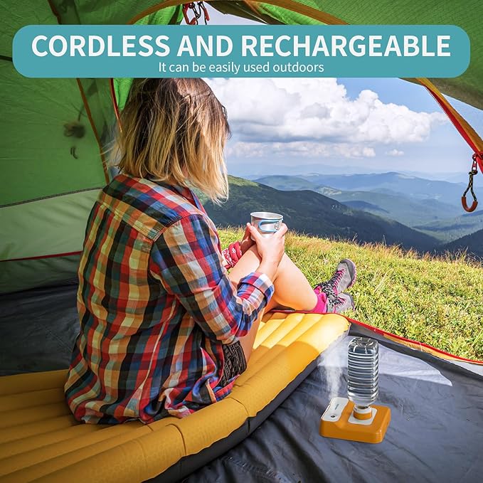 Portable Humidifier, Rechargeable Water Bottle Humidifier for Travel Bedroom Office Desk Plants, Mini Cool Mist Humidifier Whisper Quiet 23dB with 2 Mist Modes & Auto Shut-Off, Orange/w