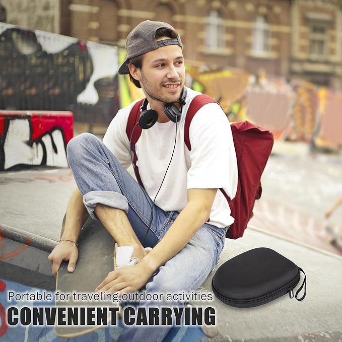 Ginsco Universal Headphone Case Compatible with JBL Tune 510BT 720BT, Sony WH-CH 720N/WH-CH520, Soundcore Q20i/Q30 BERIBES KVIDIO TOZO etc, 1680D Oxford Travel Carrying Hard Shell Case Black