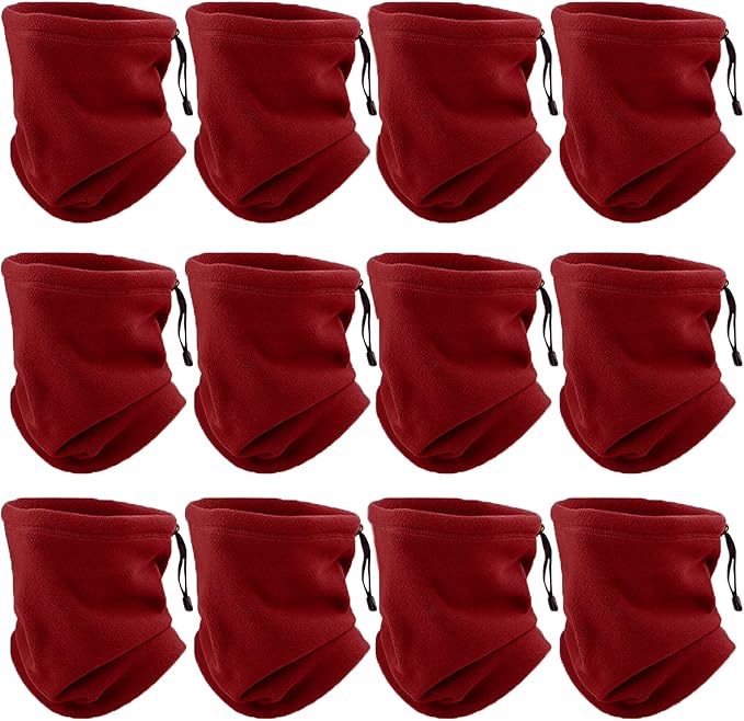 12 Pieces Fleece Neck Warmer For Men Women Winter Neck Gaiter Windproof Face Covering
