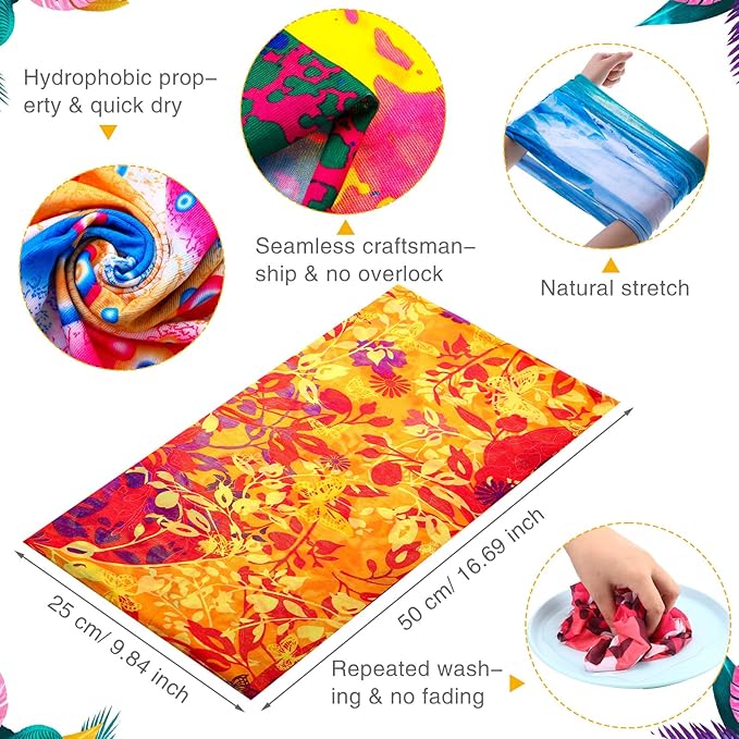 Tarpop 12/30 Pcs Neck Gaiters Scarf Elastic Wrap Headband Sweat Absorbing Bandana for Women Men Sports Yoga Running