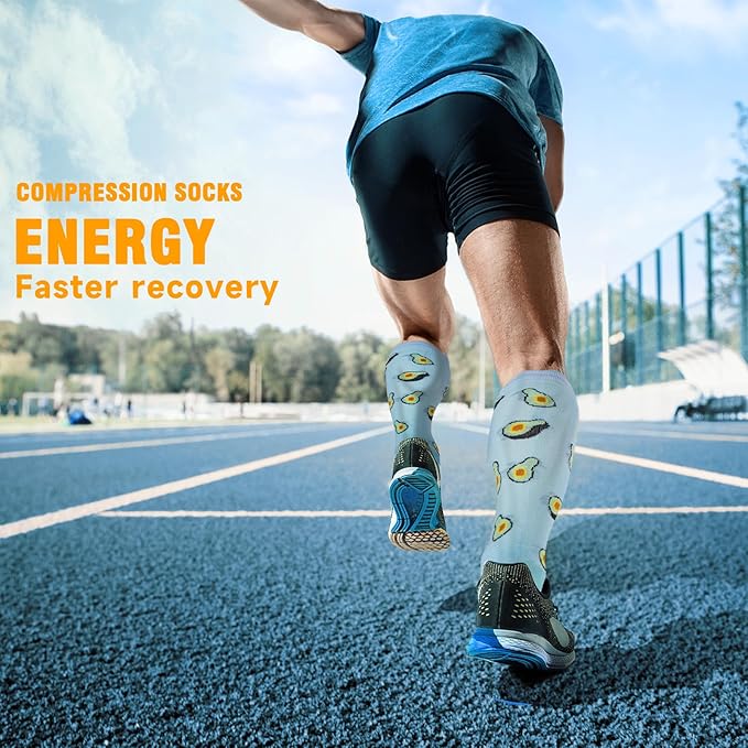 cerpite Compression Socks for Women & Men 6 Pairs Knee High Compression Socks 20-30 mmhg Best for Running,Nurse,Travel