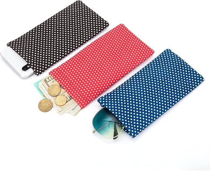 TRIUMPH VISION Squeeze Leather Sunglasses Pouch - 3 Pack Glasses Case Soft Eyeglass Sleeve Pouch Holder