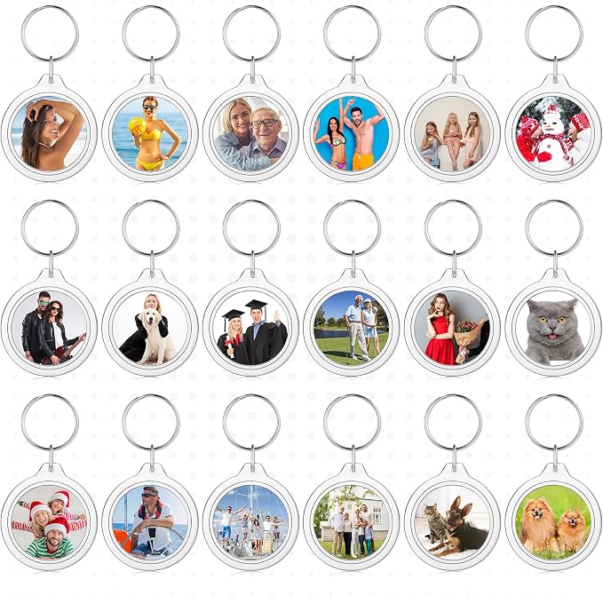 MTLEE 150 Pcs Photo Insert Keychain Clear Acrylic Picture Keychains Picture Frame Blank Photo Insert Keyring