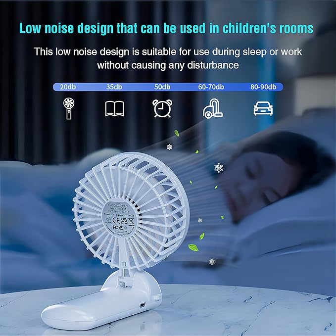 Psecici Handheld Fan, Mini Portable Personal Fan with lanyard, 4 Speeds Level 180° Foldable Design for Desk/Travel/Office/Outdoor
