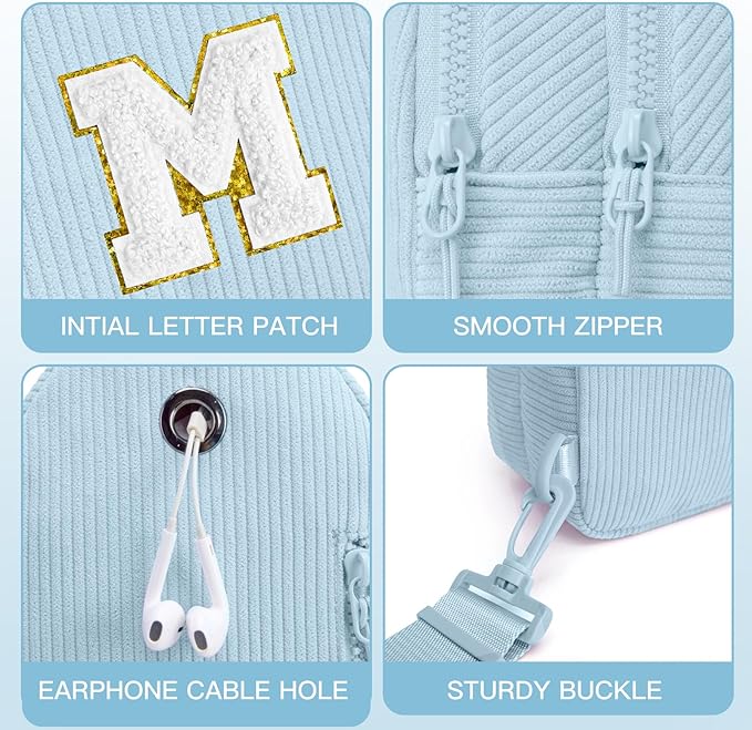 Viverte Small Corduroy Sling Bag Initial Crossbody Bag Fanny Pack for Girls Personalized Birthday Gifts for Teen Girls Gifts