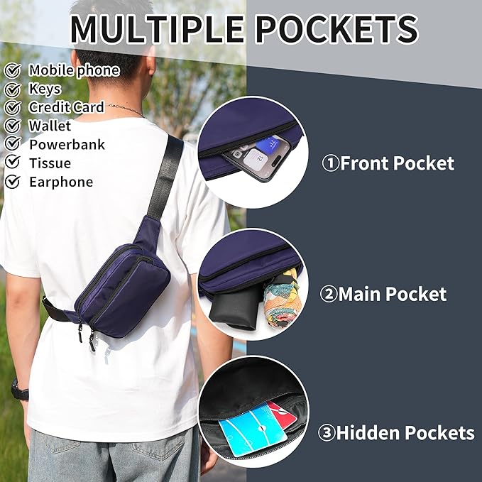 Fanny Pack Nylon Mini Belt Bag Everywhere Belt Bag for Women Water Repellent Waist Packs Crossbody Bags with Adjustable Strap