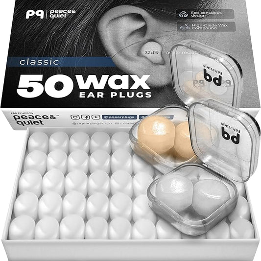 Peace&Quiet PQ Wax Ear Plugs for Sleeping - 30 Silicone Wax Earplugs for Sleeping and Swimming, Gel Ear Plugs for Noise Cancelling, Sleeping Earplugs, Sound Blocking Level of 32 Db, Color: Blue