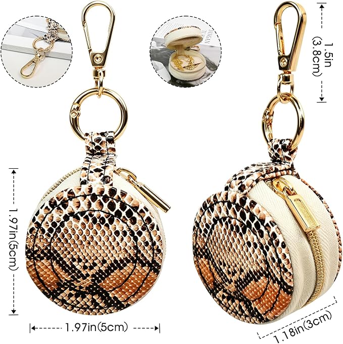 Portable Ring Keychain Holder for Gym and Travel - Jewelry Holder for Sports Bag, Compact Ring Earring Necklace Storage Case (snake pattern)