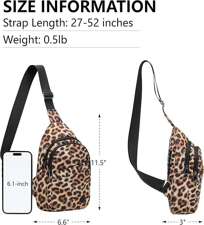 MAXTOP Crossbody Bags for Women Lightweight Sling Chest Bag Fanny Packs for Travel Casual Outdoors Leopard Brown