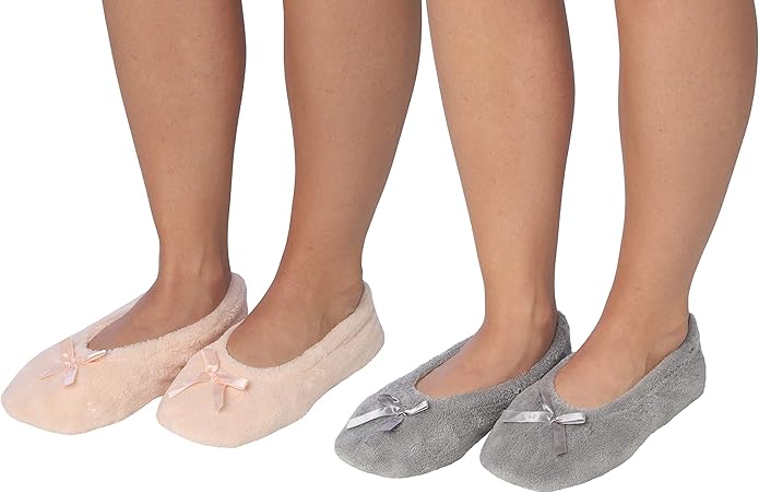 Women's Terry Classic Cotton & Velour Ballerina Slippers (Pack of 2)
