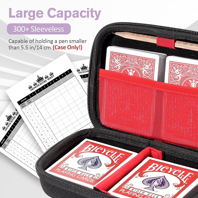 ProCase Hard Playing Card Game Carrying Case, Travel Storage Box Holds 300+ Trading Cards, Bag Holder for Classic Board Game UNO, Five Crowns，SKYJO, PlayMonster and More (Case Only) -Black