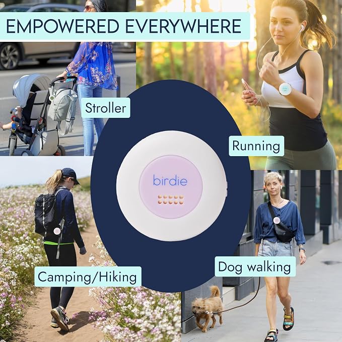 She's Birdie - The Original Personal Safety Alarm Disc for Bikes, Hikes, and Late Nights - Loud Siren, LED Light for Extra Visibility, Rechargeable, Handsfree, Lightweight, Water Resistant (Lavender)