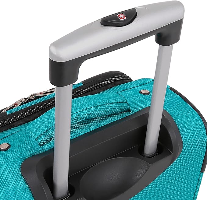 SWISSGEAR Sion Softside Expandable Spinner Luggage Durable Lightweight Travel Suitcase, Teal, Checked-Large