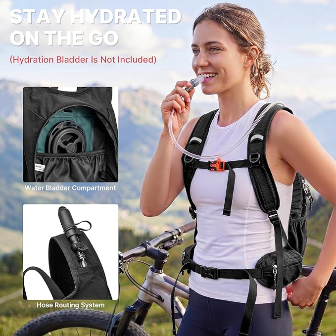 G4Free 20L Hiking Backpack with Waist Strap for Women Men, Lightweight Waterproof Daypack for Travel Camping Outdoor, Black