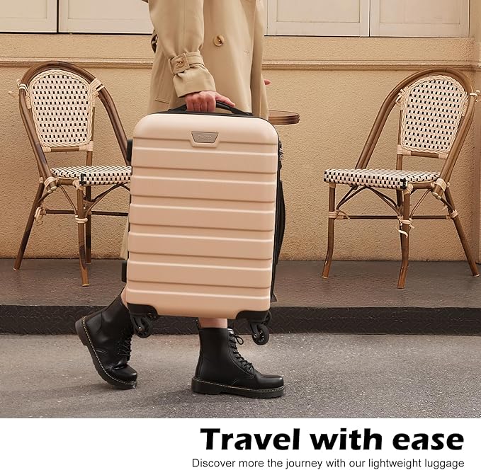 Coolife Luggage 3 Piece Set, Lightweight Durable Hardshell Suitcase set with 360° Spinner Wheels, TSA-approved Lock, Checked Family Travel Luggage sets, 20/24/28 Inch, Red