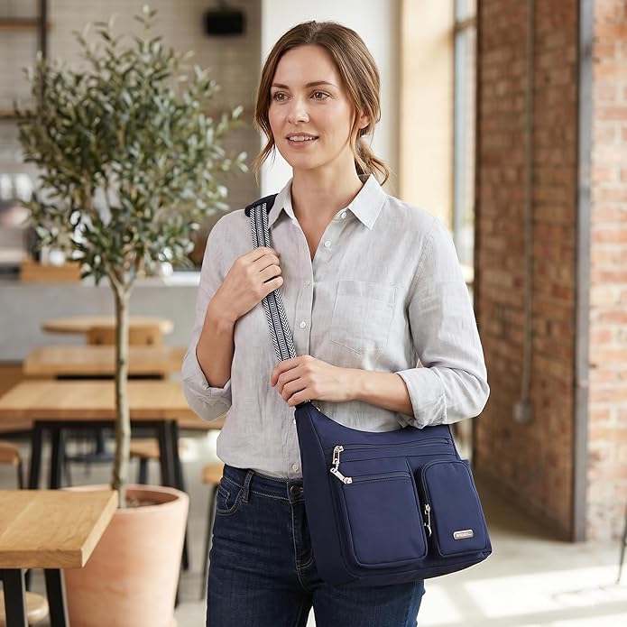 MHCNLL Anti Theft Crossbody Bag for Women, Lightweight Travel Purse, Waterproof Nylon Multi-Pocket Everyday Shoulder Handbag
