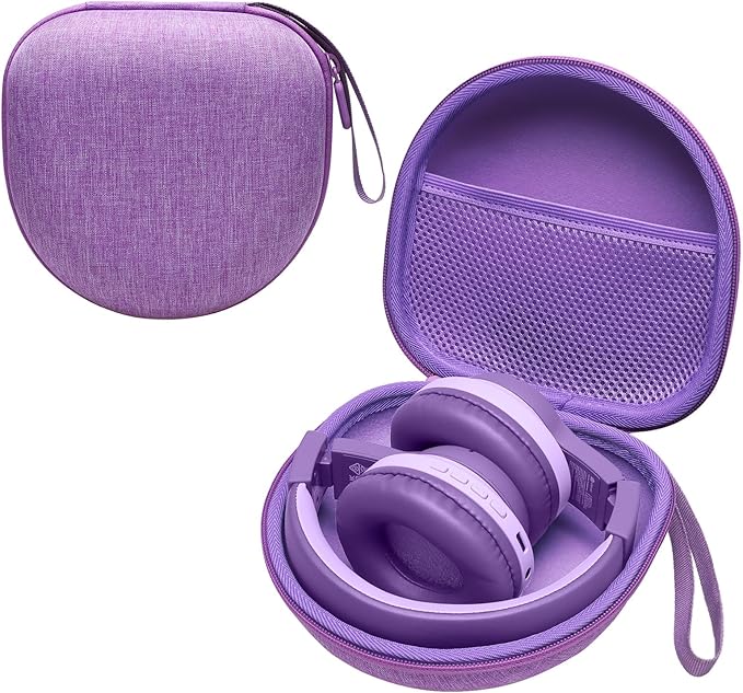 Kids Headphones Case Compatible with iClever BTH12 / HS19 / BTH26 / JoySpark-T5 / Candy Bila BH03 / EarFun/IMYB/MIDOLA MD-B01 / noot Products Foldable Kids Headphones, Purple (Case Only)