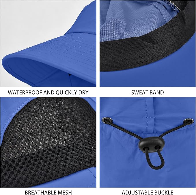 Sun Hat for Men Women with Neck Flap,UPF 50+ UV Protective Hiking Fishing Hats,Wide Brim Sun Hat for Women&Men