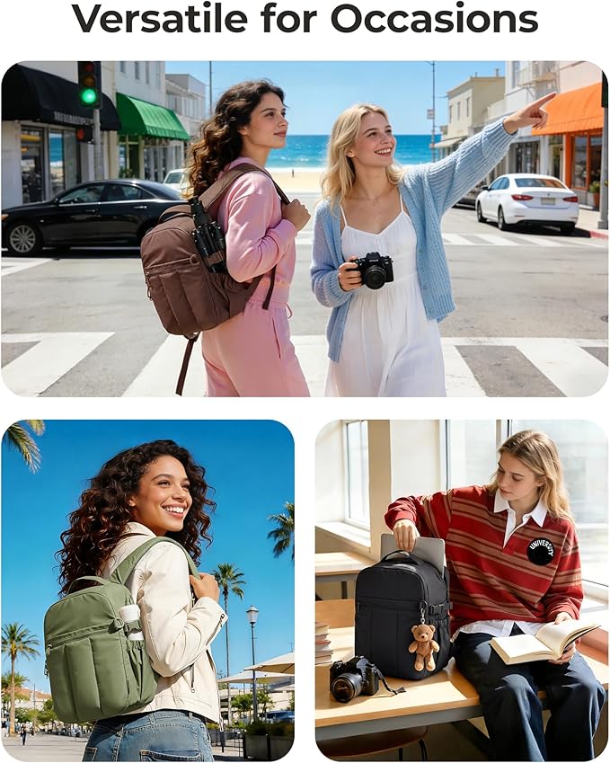 BAGSMART Puffy Camera Backpack, Camera Bags for Photographers, DSLR/SLR Mirrorless Photography Camera Case, Small Water-resistant Travel Backpack for Women with Laptop Compartment, Black