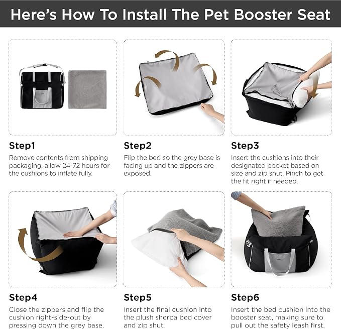 Lesure Small Dog Car Seat for Small Dogs - Soft Dog Booster Seat for Car with Storage Pocket and Clip-On Safety Leash and Thickened Memory Foam Filling, Pet Travel Carrier Bed Strawberry Cream