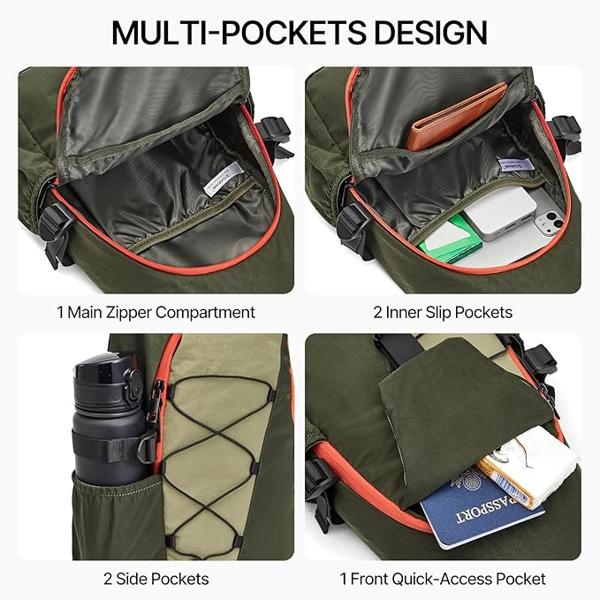 G4Free Sling Bag for Men Women, RFID Blocking Crossbody Bags, Hiking Daypacks Small Sling Backpack Chest Shoulder Bag Travel - Dark Green