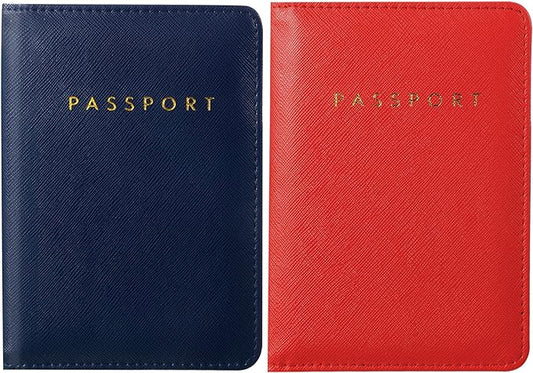 2 Pcs Passport Cover Holder for Travel Waterproof Leather Passport Wallet Case Book Travel Cruise Essentials for Women Men | 2 Pieces