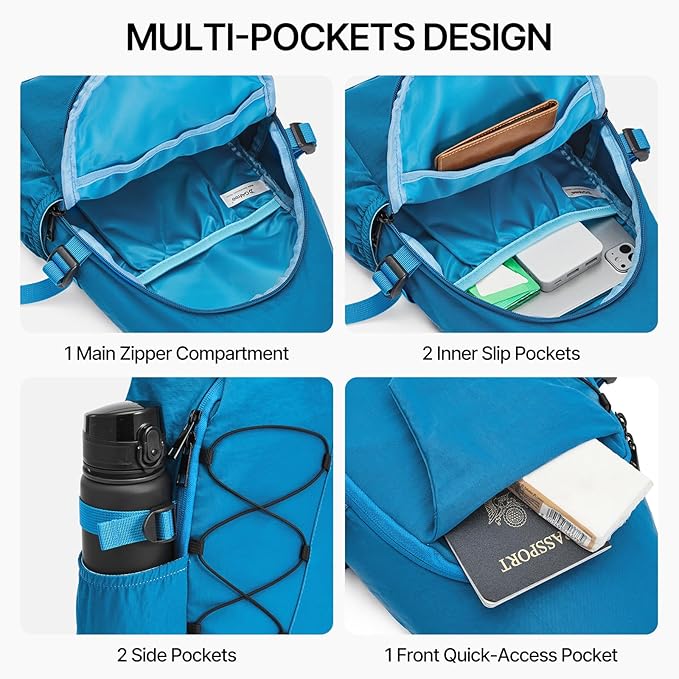 G4Free Sling Bag for Men Women, RFID Blocking Crossbody Bags, Hiking Daypacks Small Sling Backpack Chest Shoulder Bag Travel - Navy Blue