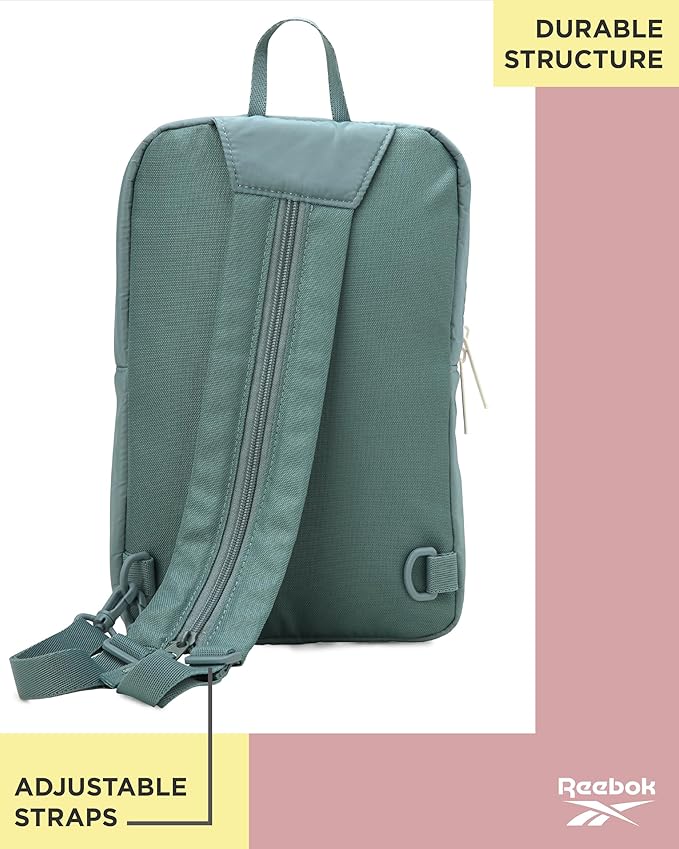 Reebok Unisex Crossbody Bag - Convertible Compact Durable Cross Body Bag for Women and Men - Gym and Travel Essentials, Size One Size, Mikayla Green