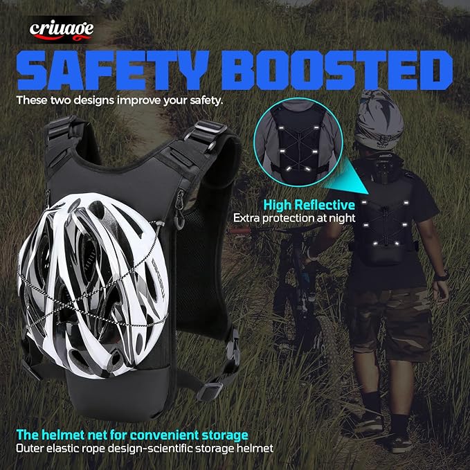 Criuage USA Patent Running Hydration Vest Backpack, Lightweight Chest Pack with 2.0L Water Bladder Bag Daypack for Hiking Running Cycling Race Marathon for Women Men
