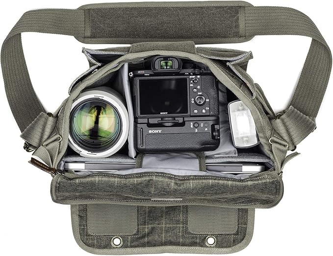 Think Tank Retrospective 10 V2.0 Canvas Shoulder Bag for Mirrorless or Standard DSLR Cameras and Photo Accessories - Pinestone - Large