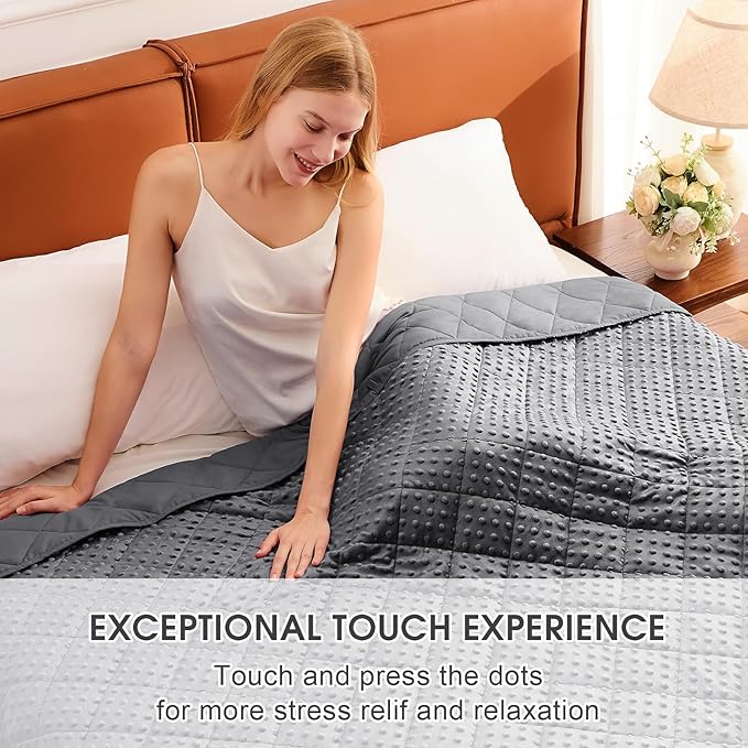 Grey Weighted Blanket for Adults 15lbs, 48"x72", Twin Full Size Cooling Minky Heavy Throw Blanket for 140-160lbs, Soft Winter Thick Big Blankets Weighted Comforter Gifts for Sleeping