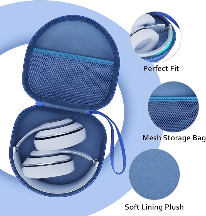 Headphone Case Compatible with JBL/Beats/BERIBES/Jlab/Picun/TOZO/KVIDIO/Soundcore Anker/Skullcandy Noise Cancelling Over-Ear Headphones, Pearl Blue