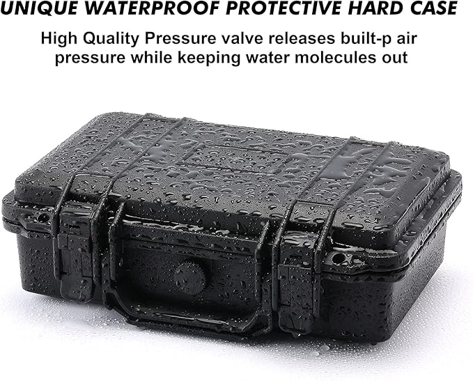 CASOMAN 11.5-Inch Water-Proof & Explosion-Proof Box, with Cush- Proof Sponge, IP67 Water Proof Grade, Customizable Foam
