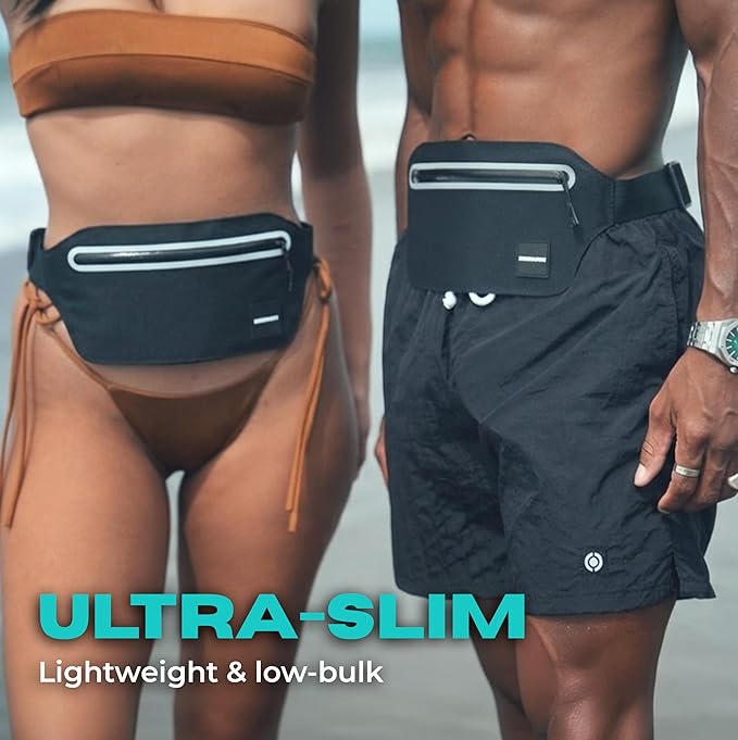Drench 2-Pack 100% Waterproof Fanny Pack – IPX8 Submersible Dry Bag Waist Pouch & Waterproof Phone Case for Swimming, Boating, Kayaking, SUP & Snorkeling – Underwater Floating Belt Bag Set, Black