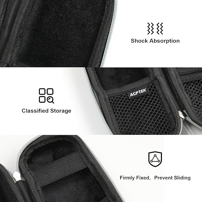 AGPTEK Carrying Case, EVA Zipper Carrying Hard Case Cover for Digital Voice Recorders, MP3 Players, Storage Holder for 3D Printing Pen, USB Cable, Earphones, Memory Cards, U Disk, Gray