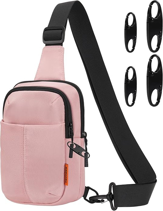 Peicees Small Anti Theft Sling Bag with Zipper Clip for Men Women, Waterproof Mini Crossbody Chest Bag for Travel Work Sport