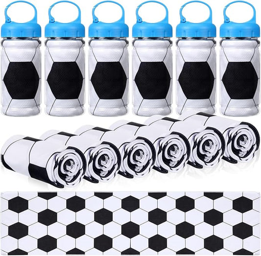 Hahafelt 12 Pack Soccer Cooling Towels, Soccer Ice Towels for Neck, 40"x12" Breathable Chilly Towel with Plastic Container, Microfiber Sport Towel for Players Team Gift Sport Party Favors
