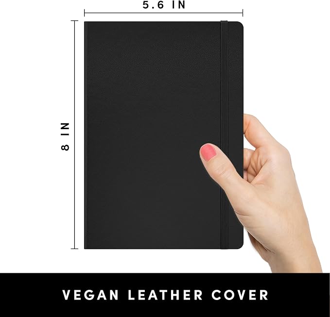 PAPERAGE Lined Journal Notebook, Hardcover Journal for Women & Men, 252 Pages, (5.6 in x 8 in), College Ruled Journaling Notebook for Work, School Supplies & Note Taking, (Black)