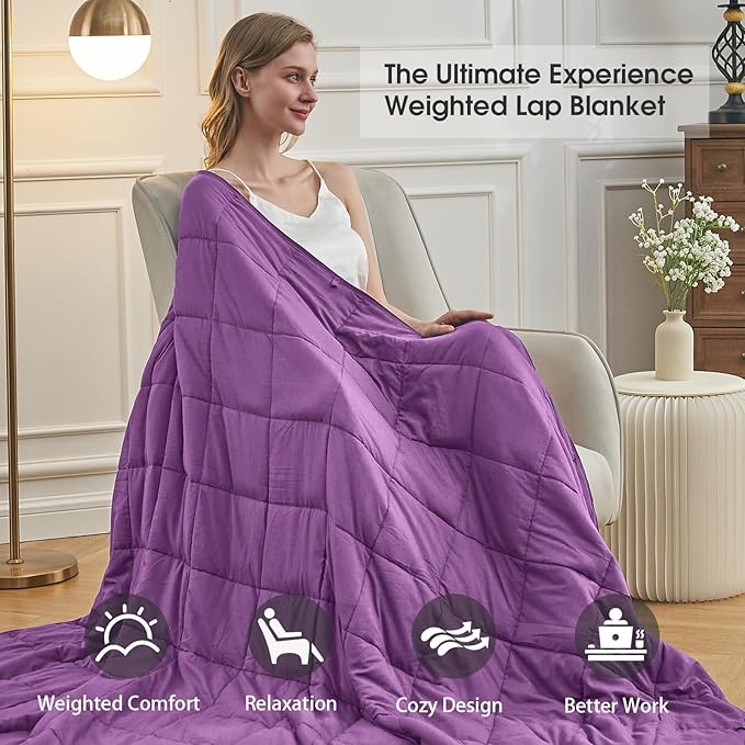 Purple Weighted Blanket for Adults 15lbs, 60"x80", Queen Size Cooling Heavy Throw Blanket for 140-160lbs, Microfiber Soft Thick Big Blankets Weighted Comforter Gifts for Sleeping