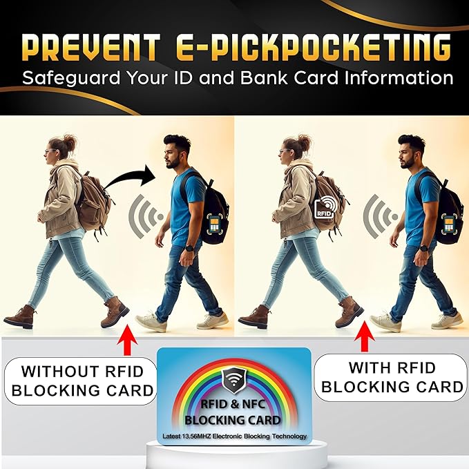 SaiTech IT 10 Pack RFID Blocking Cards Protect Your Entire Wallet, Purse, and Cards from NFC Contactless Theft Wallet for Men & Women (Rainbow-Blue)