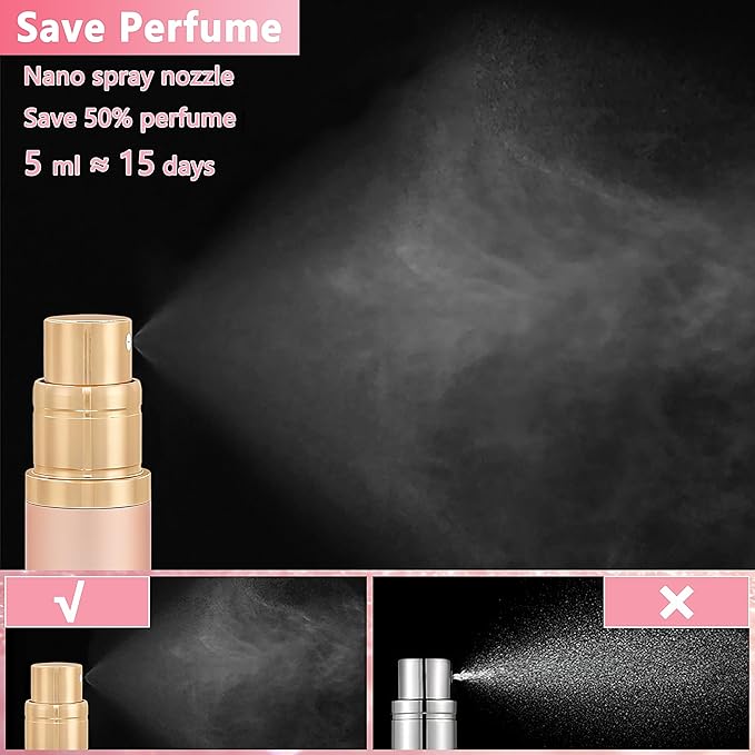 3Pcs 5ml Travel Perfume Atomizer Refillable, Mini Cologne Spray Bottle Empty, Perfume Spray Bottle, Fragrances Atomizer, Cologne Atomiser (Rose Gold - 3)