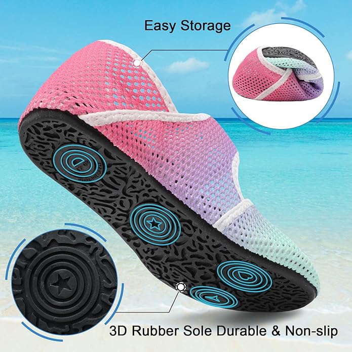 Water Shoes for Women Men Barefoot Beach Swim Aqua Socks Summer Wide Slides Sandals Quick Dry Pool River Sea Sock Shoes