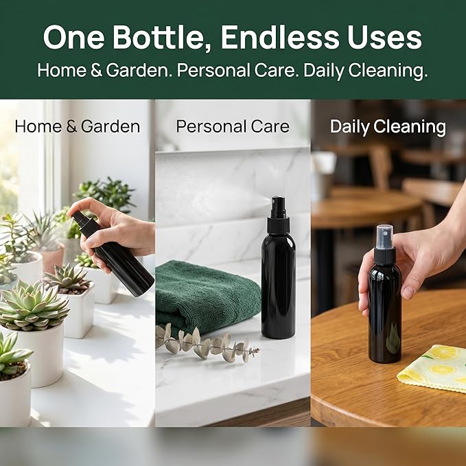 TOPZEA 30 Pack Black Empty Spray Bottles, 4oz Plastic Fine Mist Spraying Bottles Small Refillable Sprayer Liquid Containers Portable Misters with Cap Travel Bottle for Perfume, Cleaning, Essential Oil