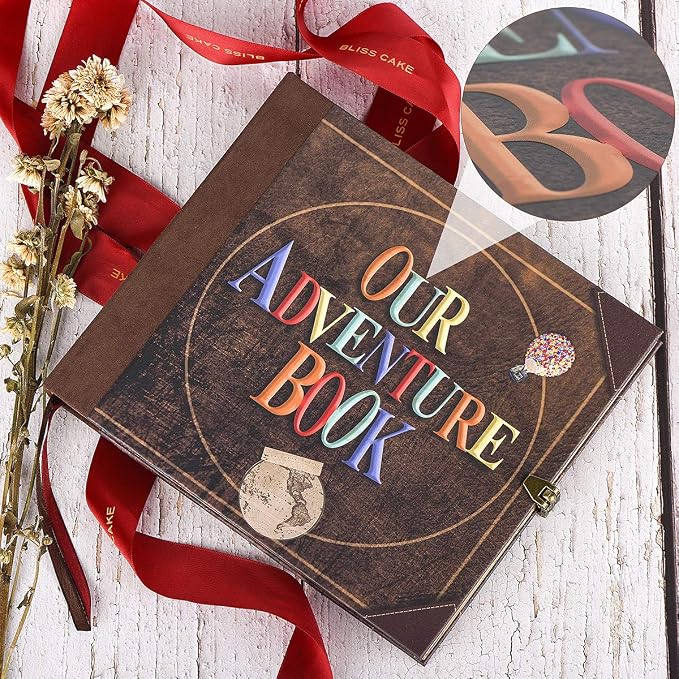 Our Adventure Book Retro Vintage, DIY Scrapbook Photo Album Travel Diary, Multipurpose Guestbook Memory Journal, Ideal Gift for Wedding Anniversary Travel Baby Friends Souvenir Keepsake