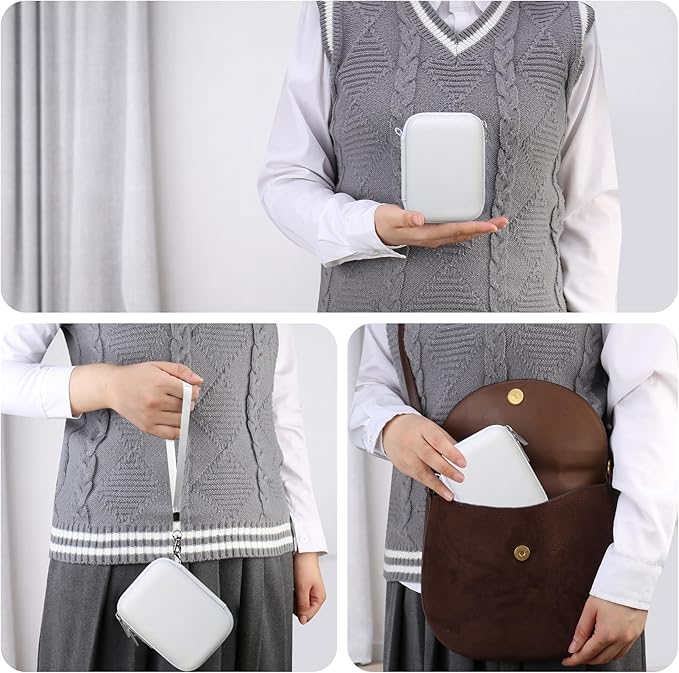 RAIALL Carrying Case for KODAK PIXPRO C1 Friendly Zoom Digital Camera, Point and Shoot Vlogging Camera Hard Travel Bag, Mesh Pocket for Charging Adapter, SD Card, USB Cable and Batteries, White