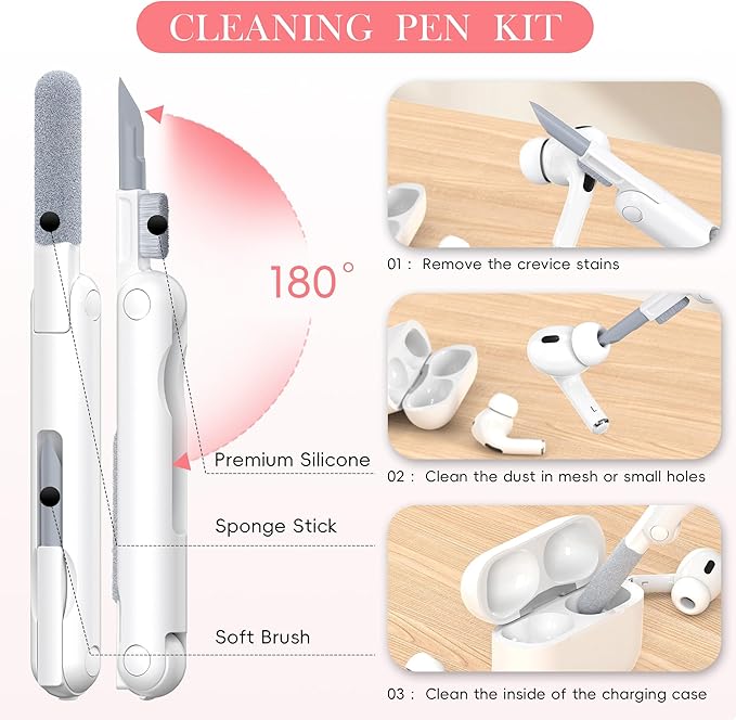 R-fun for AirPods Pro 3 Case with Cleaning Kit, Soft Liquid Silicone Rubber Protective Cover, Compatible with AirPods Pro 3rd Generation Case (2025), Compatible with MagSafe, Pink